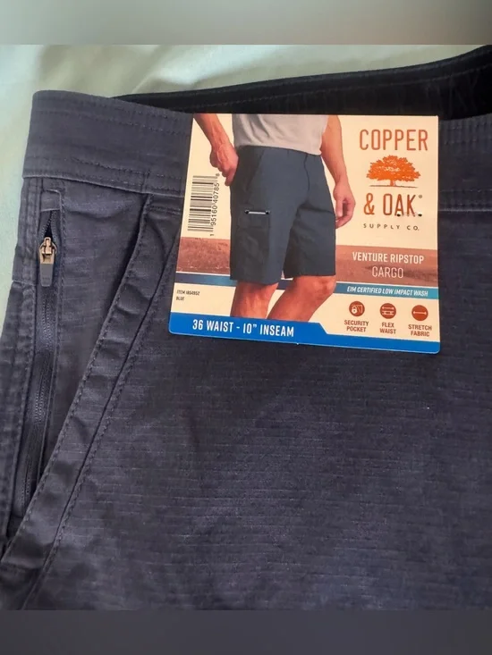 Copper & Oak Supply Co. Men's Blue Venture Ripstop Cargo Shorts - Picture 3 of 7